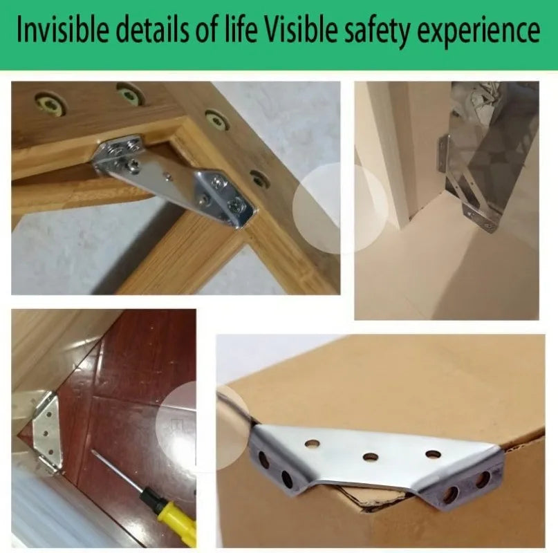 Stainless Steel Corner Brackets for Furniture Assembly - Angle Shelf Connectors and Cabinet Support with Included Screws (1-10 Pieces)