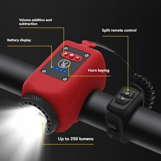 ABMO Dual Function Bike Light and Horn Set for Night Riding - 4 Light Modes, IPX5 Waterproof, Black