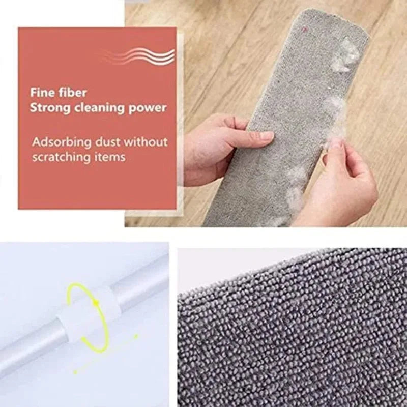 Telescopic Mop and Duster Brush for Effective Dust Removal in Hard-to-Reach Areas