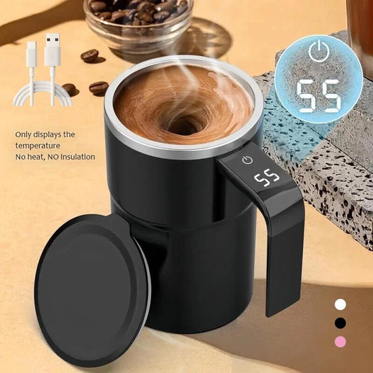 380ml Automatic Magnetic Stirring Coffee Mug with Rechargeable Electric Function and Digital Display - Ideal Gift for Family and Friends