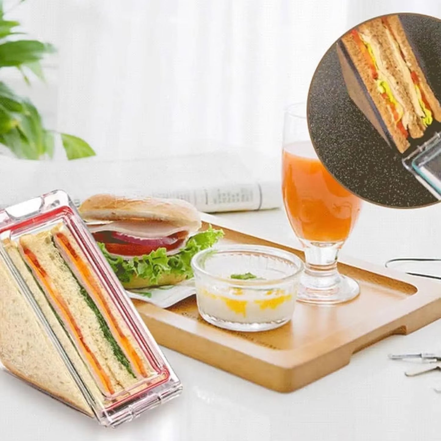 Eco-Friendly Reusable Clear Portable Triangle Sandwich Container
