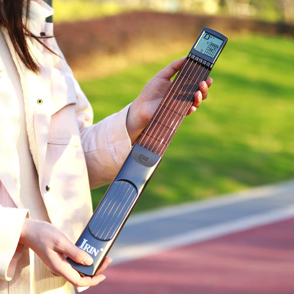 Pocket Guitar Chord Trainer with Display - Six-Fret Finger Training Tool for Beginner Guitar Practice and Exercises